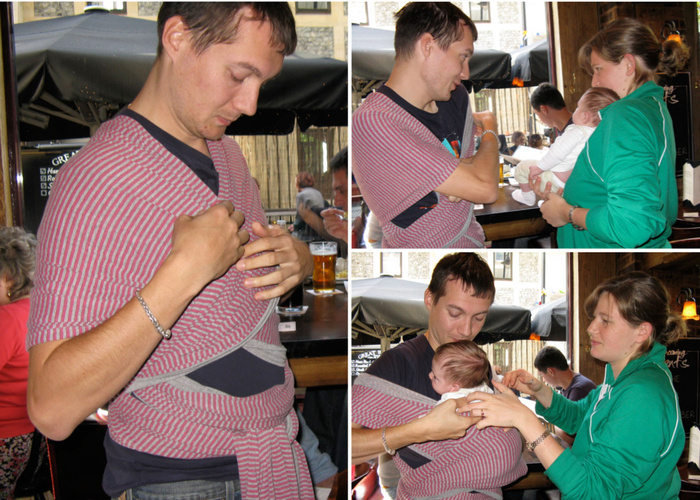 Papa et l'écharpe de portage